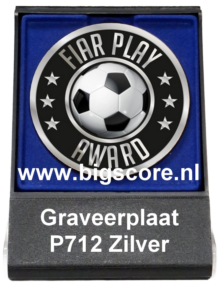 Voetbal Fair Play Acryl in medailledoosje Blauw-Zwart G/Z/B
